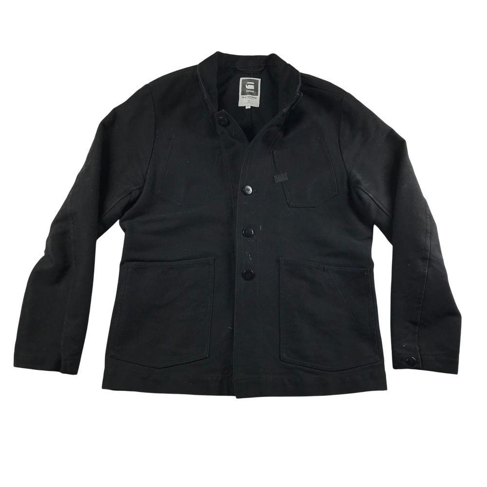 G-Star Raw Mens XXL Black Cotton Canvas Chore Coat Utility Jacket Cinch Back